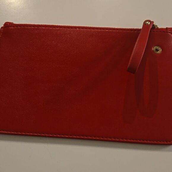 Bold Red Leather Mansur gavriel Clutch with Wrist Strap - Picture 3 of 5